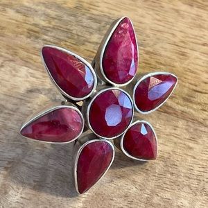• artisan crafted Indian ruby sterling silver statement ring •